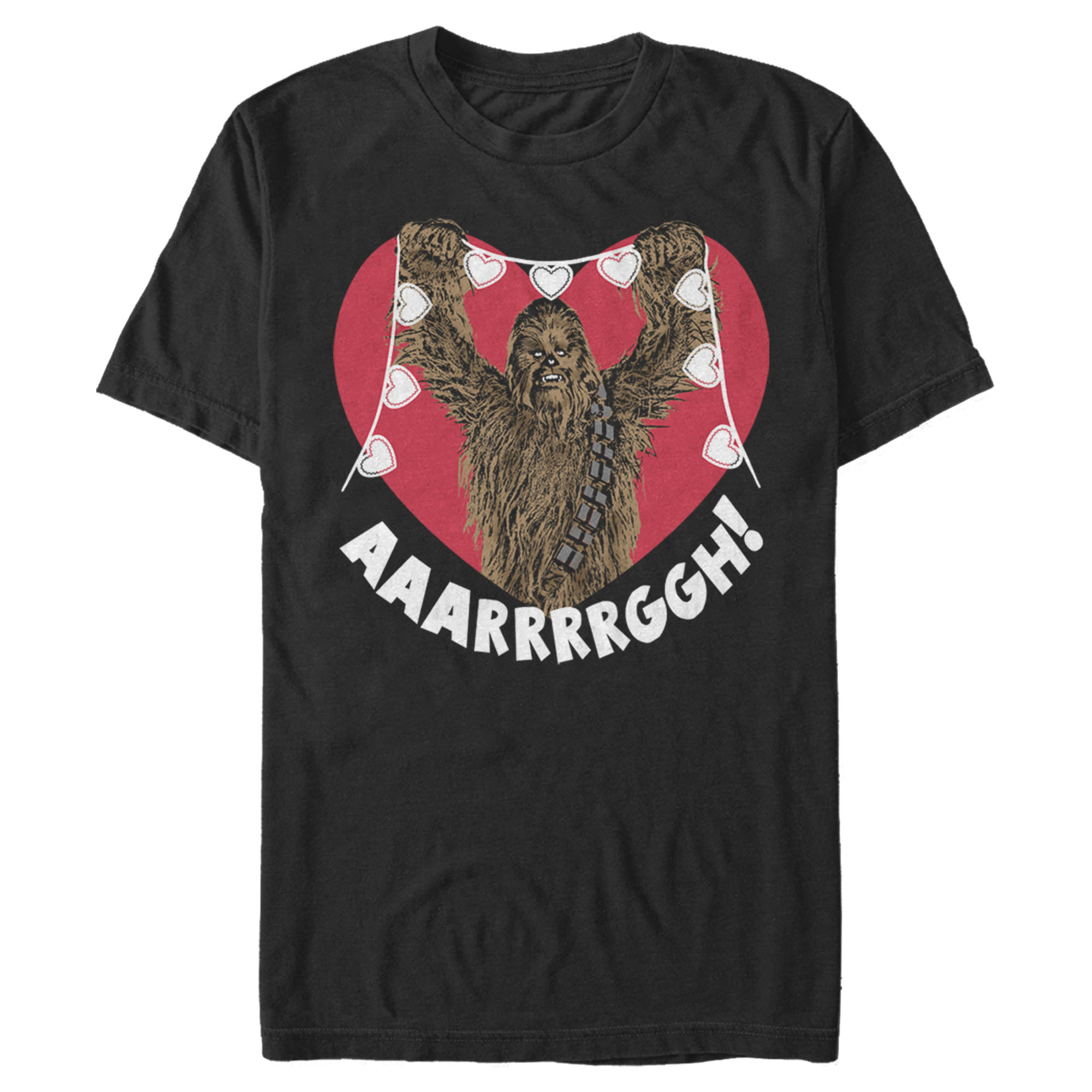 Men's Star Wars Chewie Valentine Heart Graphic Tee Black Medium